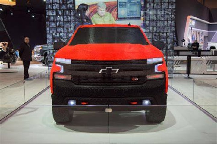 Lifesized Lego Chevy Silverado my dad saw at the GM center r