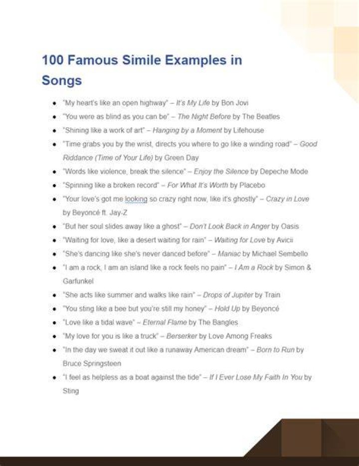 Simile Song - songs with similes and metaphors